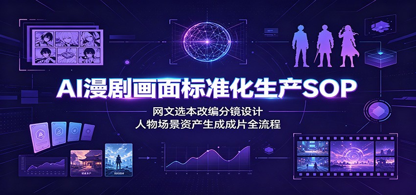 AI漫剧画面标准化生产SOP，网文选本+分镜设计+资产生成+成片全流程-猴哥资源站