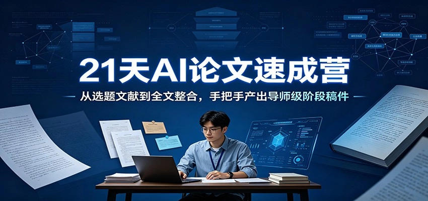 21天AI论文速成营，从选题到全文整合，手把手产出阶段稿件-猴哥资源站