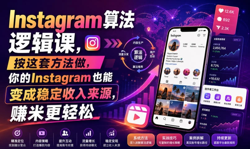 Instagram算法逻辑课，从0到年入10W+美金的红人变现系统-猴哥资源站