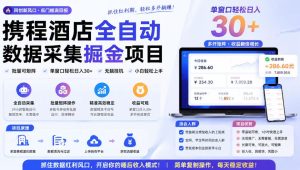 携程全自动采集:自动浏览日收300+,可矩阵放大-猴哥资源站