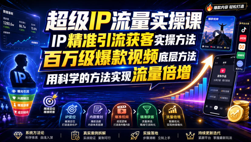 超级IP流量实操：精准引流获客×百万爆款底层方法，用科学实现流量倍增-猴哥资源站