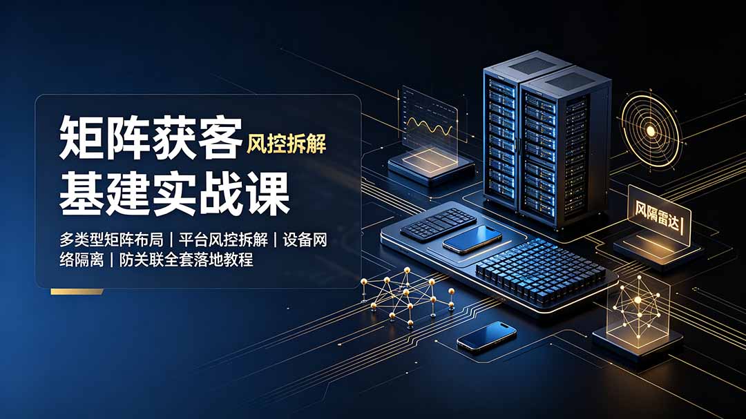 矩阵获客基建实战课，多类型矩阵布局+风控拆解+设备网络防关联全落地-猴哥资源站