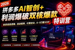 拼多多AI智创+利润爆破特训营，底层逻辑×活动矩阵×付费优化SOP-猴哥资源站