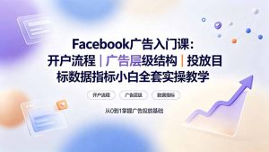 Facebook广告入门:开户·层级·目标·数据,小白全套实操-猴哥资源站