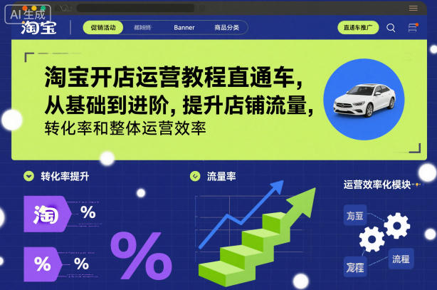 淘宝开店运营教程直通车，从基础到进阶，提升店铺流量，转化率和整体运营效率(更新26年07月11日)-猴哥资源站