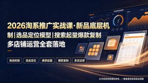 2026淘系推广实战课：新品底层机制+选品定位+搜索起量+爆款复制，新店老店工厂全覆盖-猴哥资源站