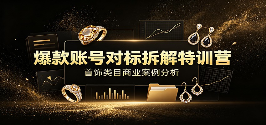 爆款账号对标拆解：首饰类目商业分析，线下三天原声录音+全套资料-猴哥资源站
