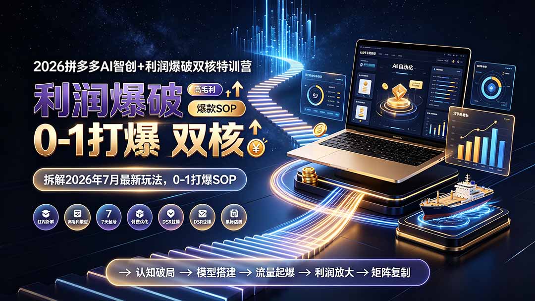 2026拼多多AI智创+利润爆破双核特训营，拆解7月最新玩法0-1打爆SOP-猴哥资源站