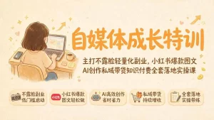 自媒体成长特训,不露脸AI图文×私域带货×知识付费全链路落地-猴哥资源站