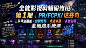 全能影视剪辑研修:PR/FCPX/达芬奇全链路,剪辑思维×商业实战×调色包装系统课-猴哥资源站