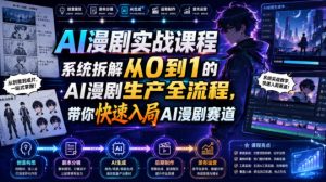 AI漫剧实战课程拆解，从0到1系统学全流程制作快速入局AI漫剧赛道-猴哥资源站