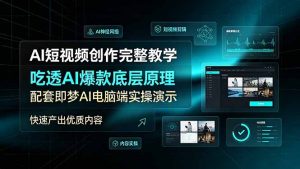 AI短视频创作完整教学|吃透平台算法爆款底层逻辑,即梦AI电脑端实操,零基础批量产出高流量短视频-猴哥资源站