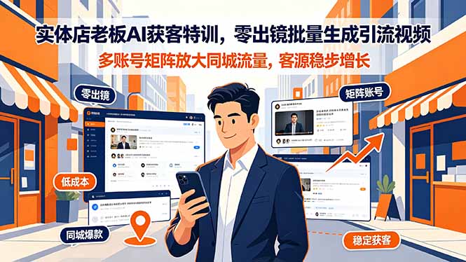 实体店AI数字人获客，零出镜批量生成同城视频，多账号矩阵放大流量，客源稳步增长-猴哥资源站
