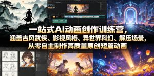 一站式AI动画创作训练营,古风武侠影视异世界解压全风格原创动画从零制作-猴哥资源站