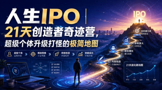 人生IPO：21天创造者奇迹营，超级个体升级打怪的极简地图-猴哥资源站