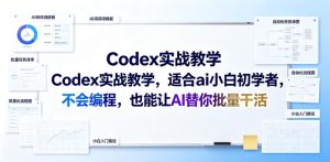 Codex零代码AI自动化实战课|零基础不用编程,搭建智能工作流,AI全自动批量处理文案PPT视频大幅提效-猴哥资源站