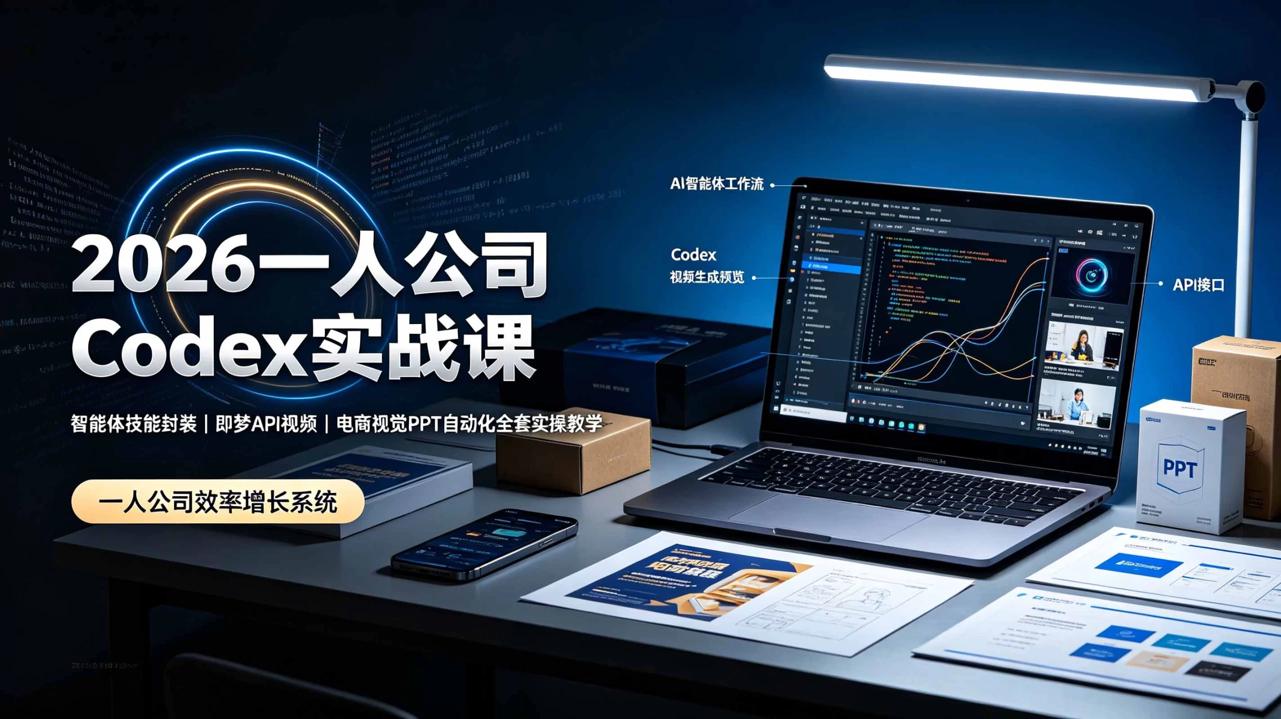 2026一人公司Codex:智能体封装×API自动化×电商视频PPT全能实战-猴哥资源站