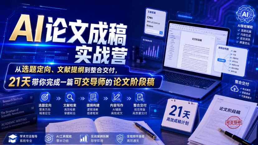 AI论文成稿实战营拆解，21天从选题定向到交付可交导师论文阶段稿-猴哥资源站