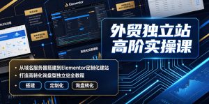 外贸独立站高阶实操，域名服务器搭建+Elementor定制化建站+高转化询盘-猴哥资源站