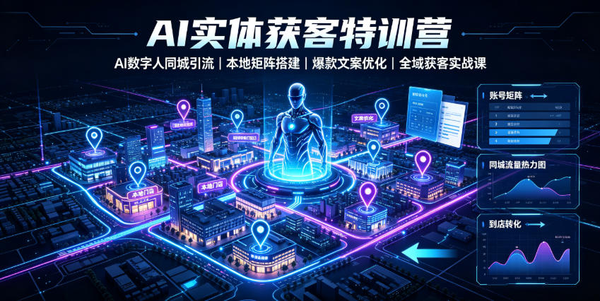 AI实体获客特训营｜AI数字人同城短视频引流，本地矩阵账号搭建，爆款文案优化全域拓客落地实战课-猴哥资源站