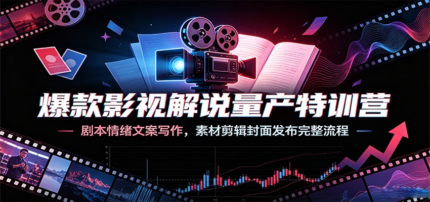 爆款影视解说量产特训，情绪文案+素材剪辑+封面发布全流程-猴哥资源站