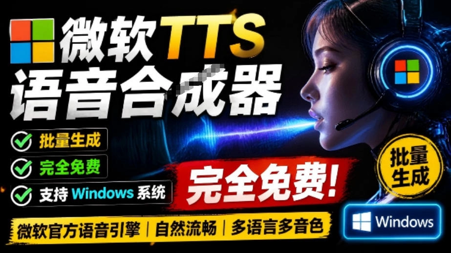 微软TTS免费语音配音：多音色批量合成，Windows专用-猴哥资源站