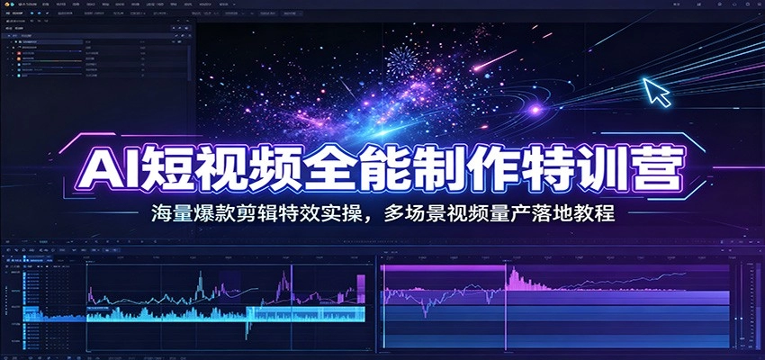 AI短视频全能制作特训，剪辑特效到多赛道量产，零基础独立出片-猴哥资源站