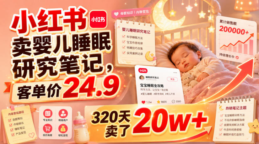 婴儿睡眠研究笔记：客单价24.9，320天卖20W+，虚拟资料蓝海品类-猴哥资源站