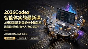 2026 Codex智能体实战，从安装配置到智能体小镇，视频/数字人/办公自动化全掌握-猴哥资源站