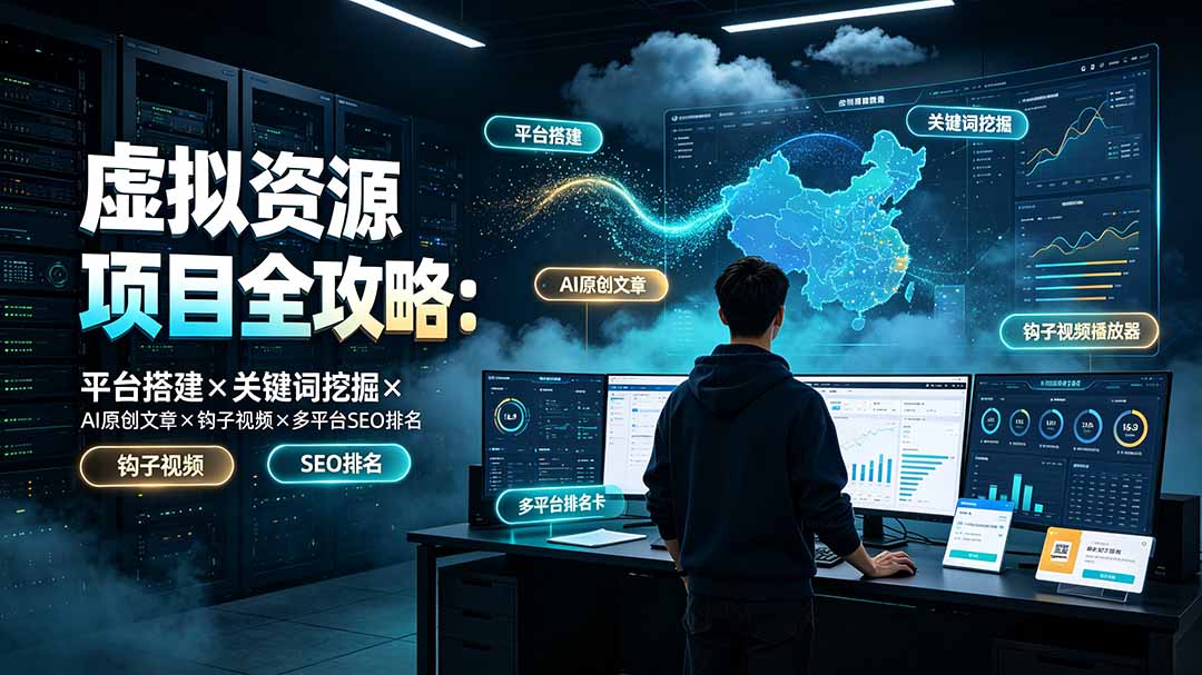 虚拟资源项目全攻略拆解，平台搭建+关键词挖掘+AI文章+钩子视频+多平台SEO-猴哥资源站