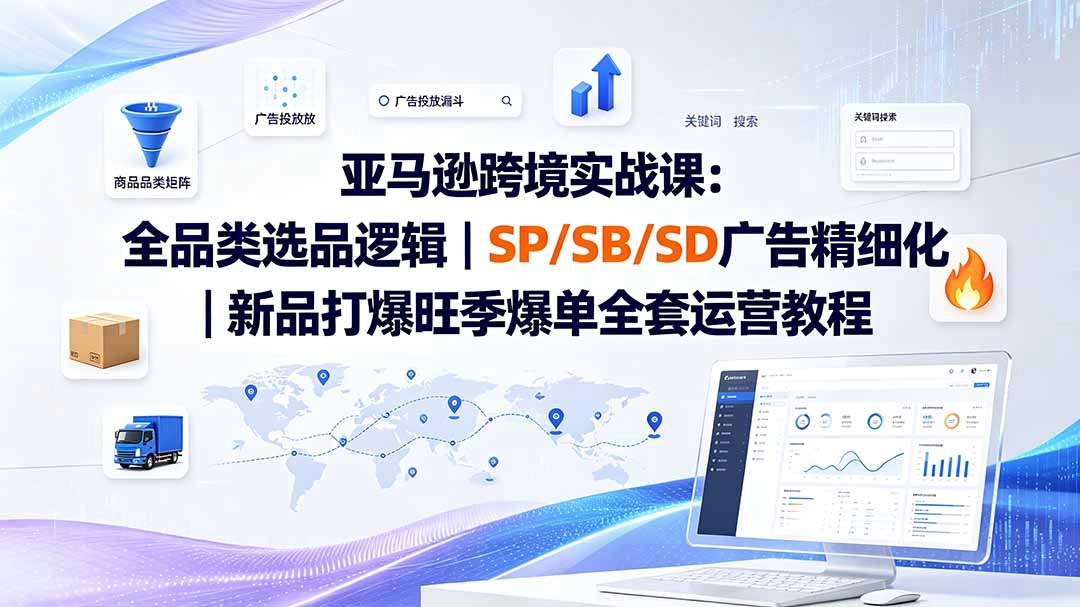 亚马逊跨境实战课，全品类选品×广告精细化×新品爆单全套运营-猴哥资源站
