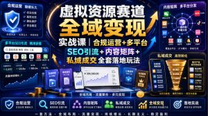 虚拟资源赛道全域变现实战课，合规运营+多平台SEO+私域成交落地-猴哥资源站