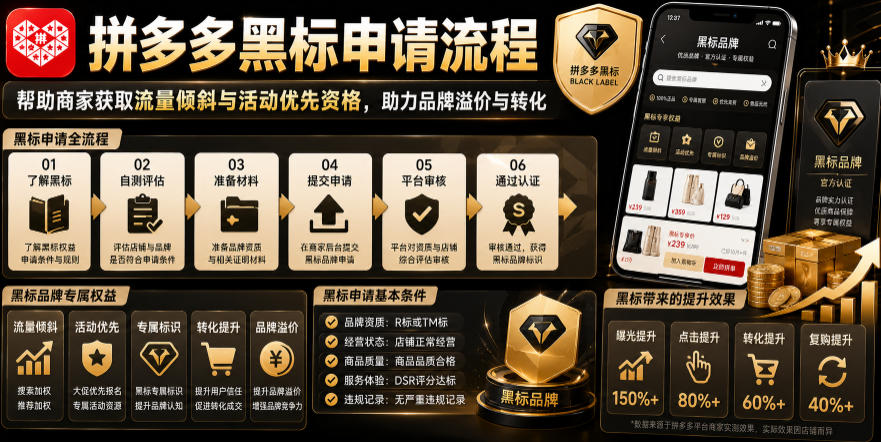 拼多多黑标申请实操课｜完整资质申报流程，拿下平台流量倾斜，拉高品牌溢价与商品转化-猴哥资源站
