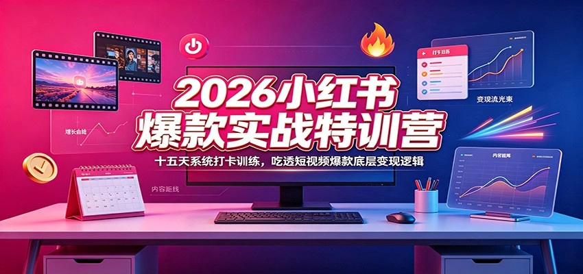 2026小红书爆款实战营，十五天系统训练，吃透爆款变现逻辑-猴哥资源站