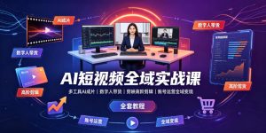 AI短视频全域实战,多工具AI成片+数字人带货+剪映高阶剪辑+账号运营全域变现全套落地-猴哥资源站