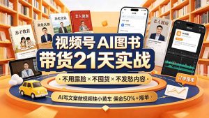 AI图书带货：21天实战，不用露脸不囤货，佣金50%+爆单-猴哥资源站