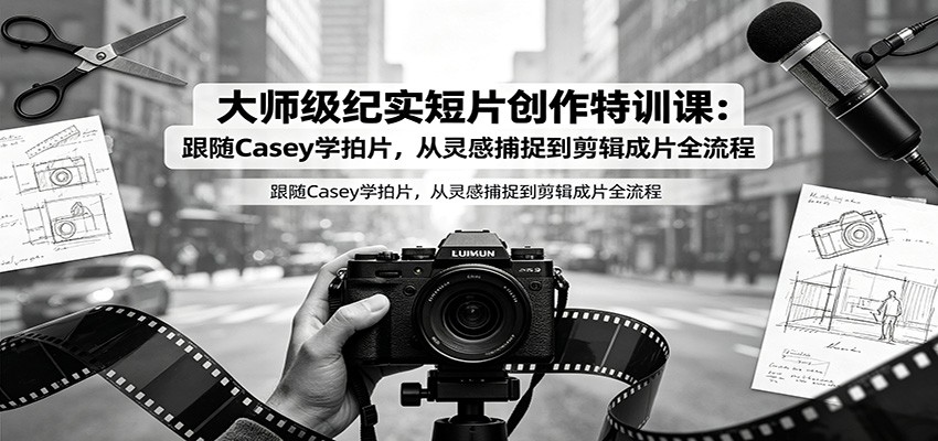 大师级纪实短片创作：从灵感捕捉到剪辑成片，跟Casey学拍片全流程-猴哥资源站