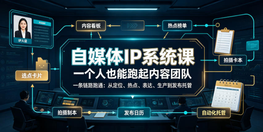 自媒体IP系统课，一个人跑通内容团队，从定位到发布托管全链路-猴哥资源站