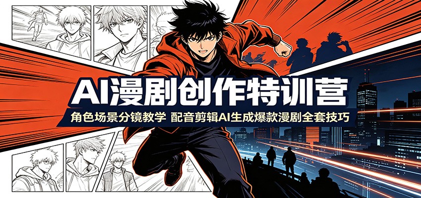 AI漫剧创作特训营拆解，角色场景分镜配音剪辑全套爆款漫剧制作技巧-猴哥资源站