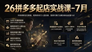 26拼多多起店实战,市场调研×矩阵秒杀×强弱付费,疏通起量卡点-猴哥资源站