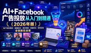 AI+Facebook广告2026:从入门到精通,账户×直播×聊单×AI赋能-猴哥资源站