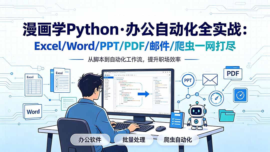漫画学Python办公自动化，Excel/Word/PPT/PDF/邮件/爬虫一网打尽-猴哥资源站