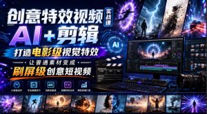 创意特效视频实战课,AI+剪辑打造电影级视觉特效引爆短视频流量-猴哥资源站