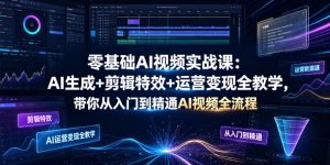 零基础AI视频实战课｜AI生成+剪辑特效+账号运营变现全教学，小白一站式吃透AI短视频完整流程-猴哥资源站