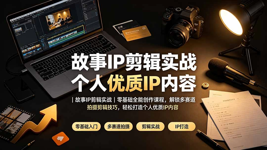 故事IP剪辑实战，零基础解锁多赛道拍摄剪辑，打造个人优质IP内容-猴哥资源站