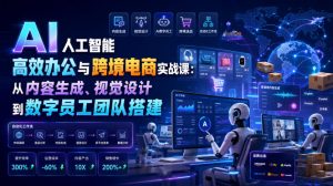 AI高效办公与跨境电商实战，内容生成+视觉设计+数字员工团队搭建-猴哥资源站