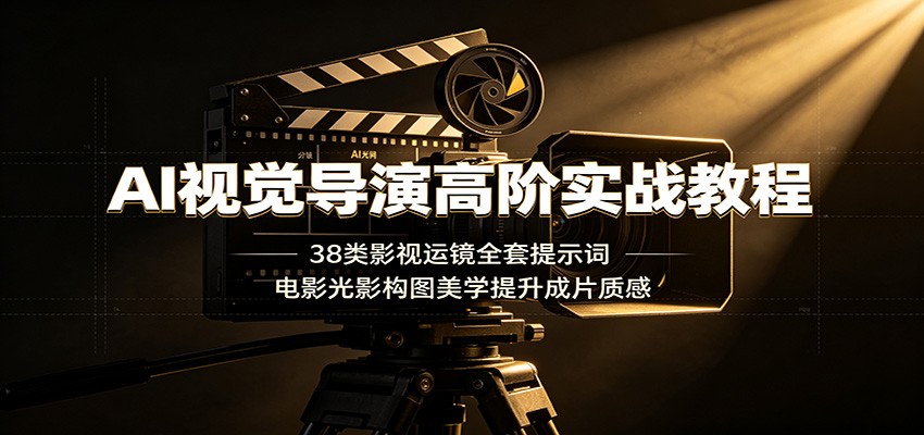 AI视觉导演高阶实战，38类影视运镜提示词+电影光影构图美学提升成片质感-猴哥资源站