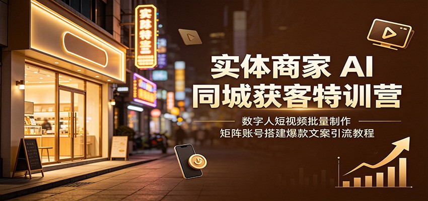 实体商家AI同城获客：数字人短视频批量制作·矩阵账号搭建·爆款文案引流-猴哥资源站