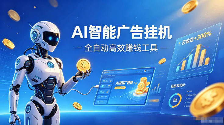 AI智能广告挂机系统，24小时自动运行无需人工操作，多设备收益翻倍每日结算-猴哥资源站
