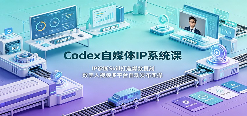 Codex自媒体IP系统课，IP诊断Skill爆款复刻+数字人视频多平台自动发布-猴哥资源站